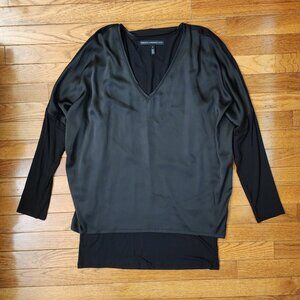 White House Black Market Black Long Sleeve Top w/ Gold Buttons